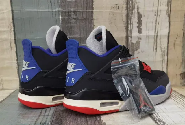 Zapatillas de baloncesto Air Jordan 4 negro azul real rojo fuego 5