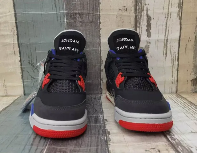 Zapatillas de baloncesto Air Jordan 4 negro azul real rojo fuego 6