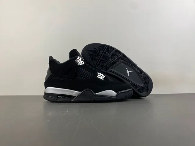 Air Jordan 4 Black Silver Basketball Shoes 12