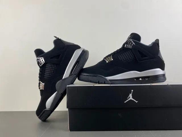 Air Jordan 4 Black Silver Basketball Shoes 14