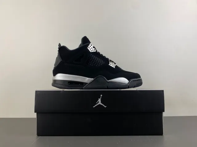 Air Jordan 4 Black Silver Basketball Shoes 15