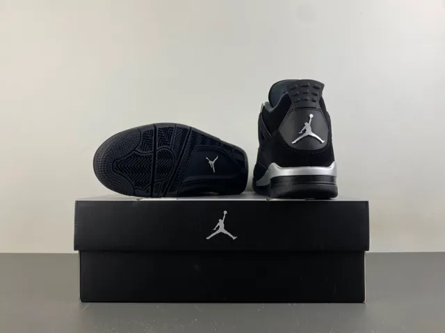 Air Jordan 4 Black Silver Basketball Shoes 16