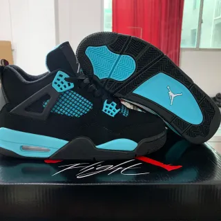 Air Jordan 4 Black Turquoise Basketball Shoes