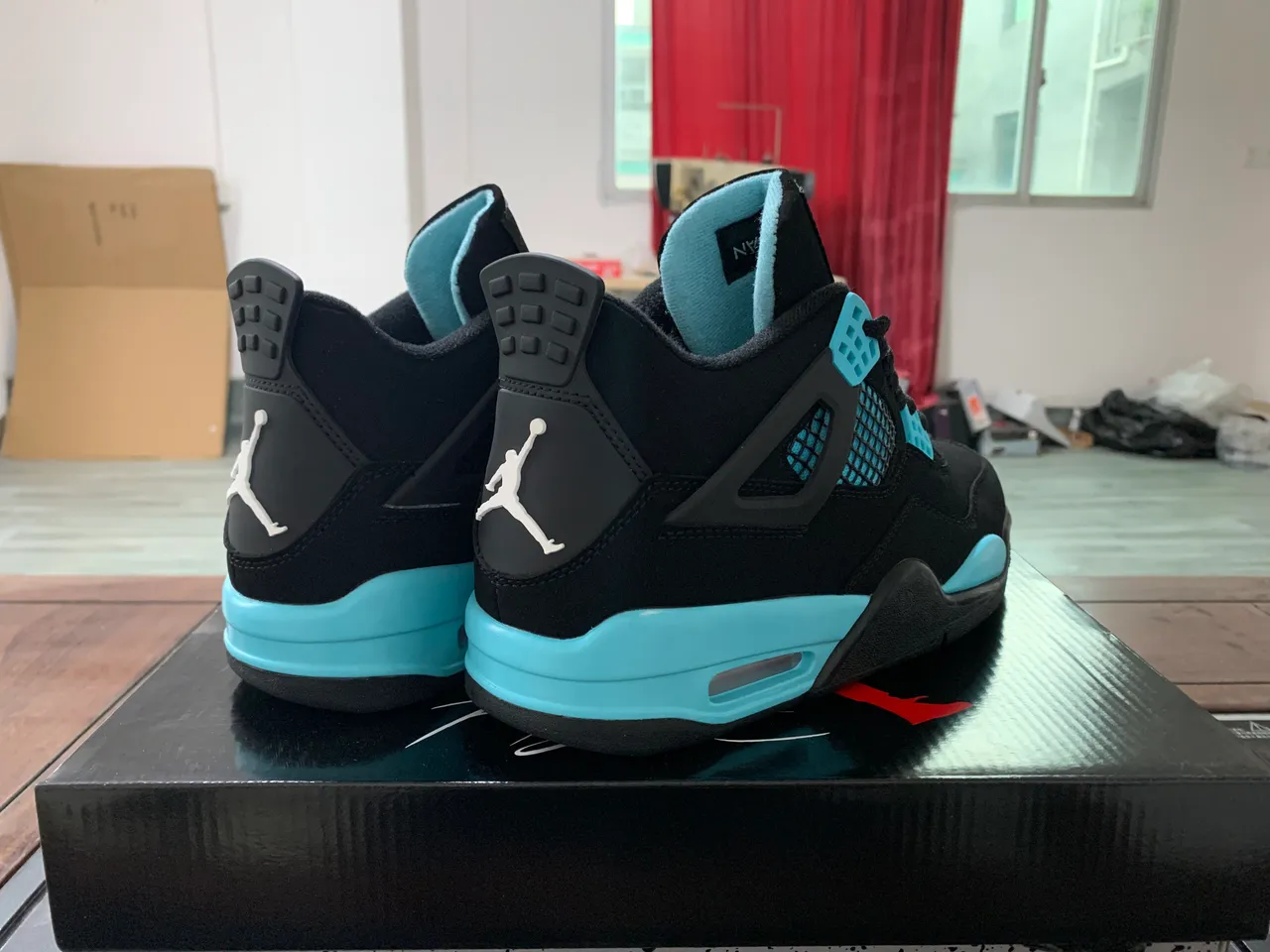 Air Jordan 4 Black Turquoise Basketball Shoes 3