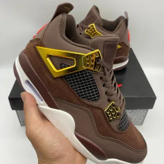 Air Jordan 4 Brown Gold Metallic Basketball Shoes