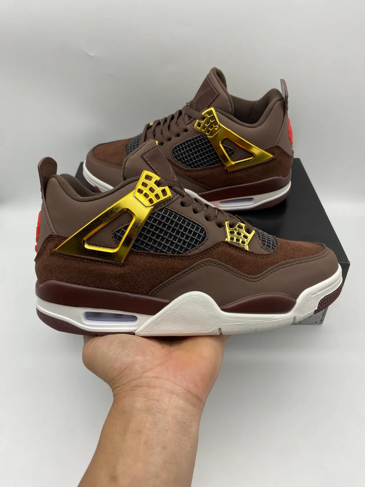 Air Jordan 4 Brown Gold Metallic Basketball Shoes 5