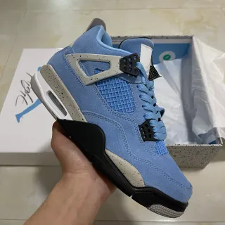 Air Jordan 4 Light Blue Suede Basketball Shoes
