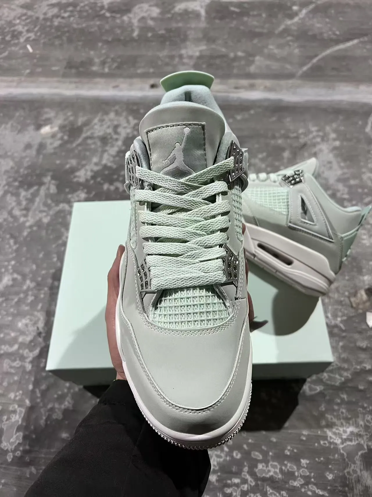 Air Jordan 4 Mint Green White Basketball Shoes 3