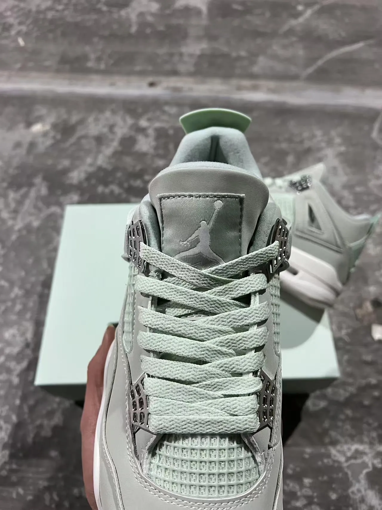Air Jordan 4 Mint Green White Basketball Shoes 4