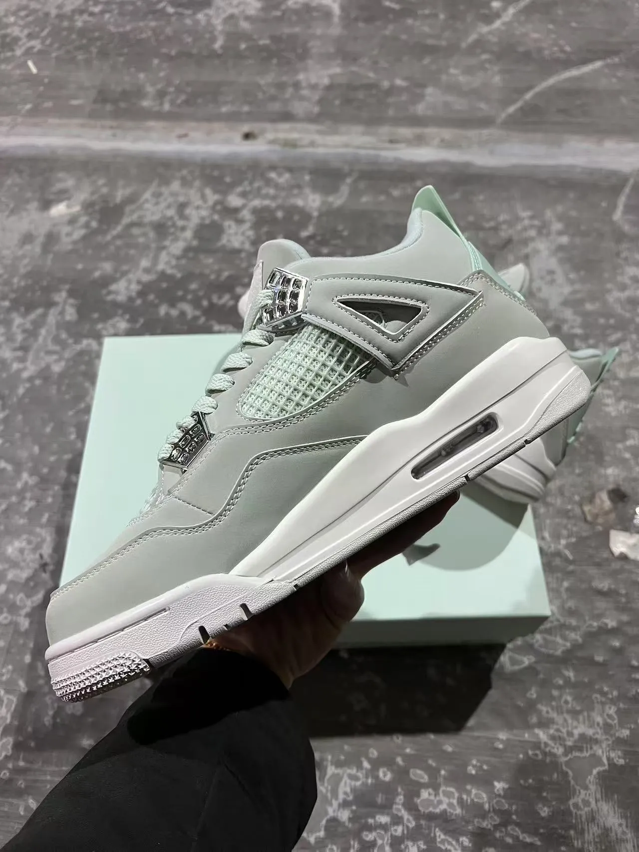 Air Jordan 4 Mint Green White Basketball Shoes 5