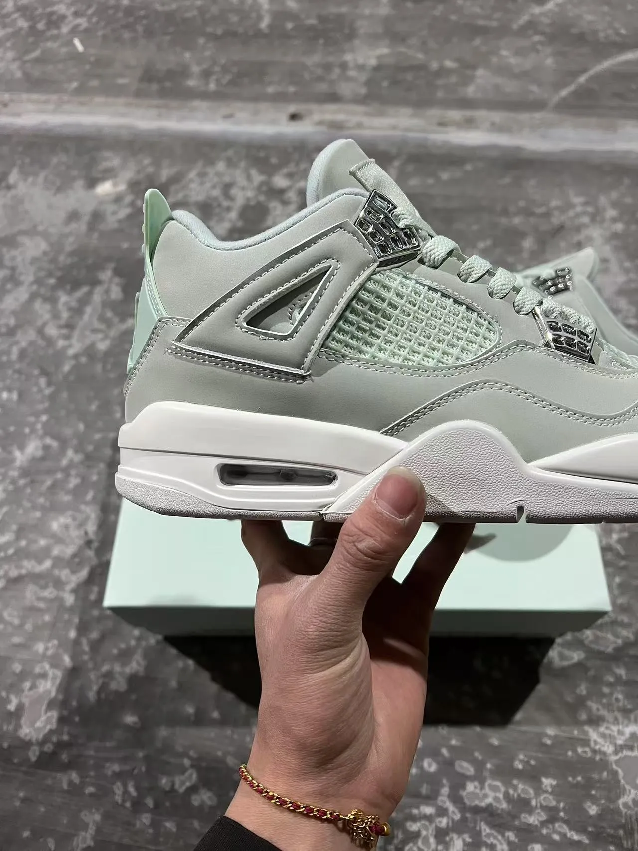 Air Jordan 4 Mint Green White Basketball Shoes 7