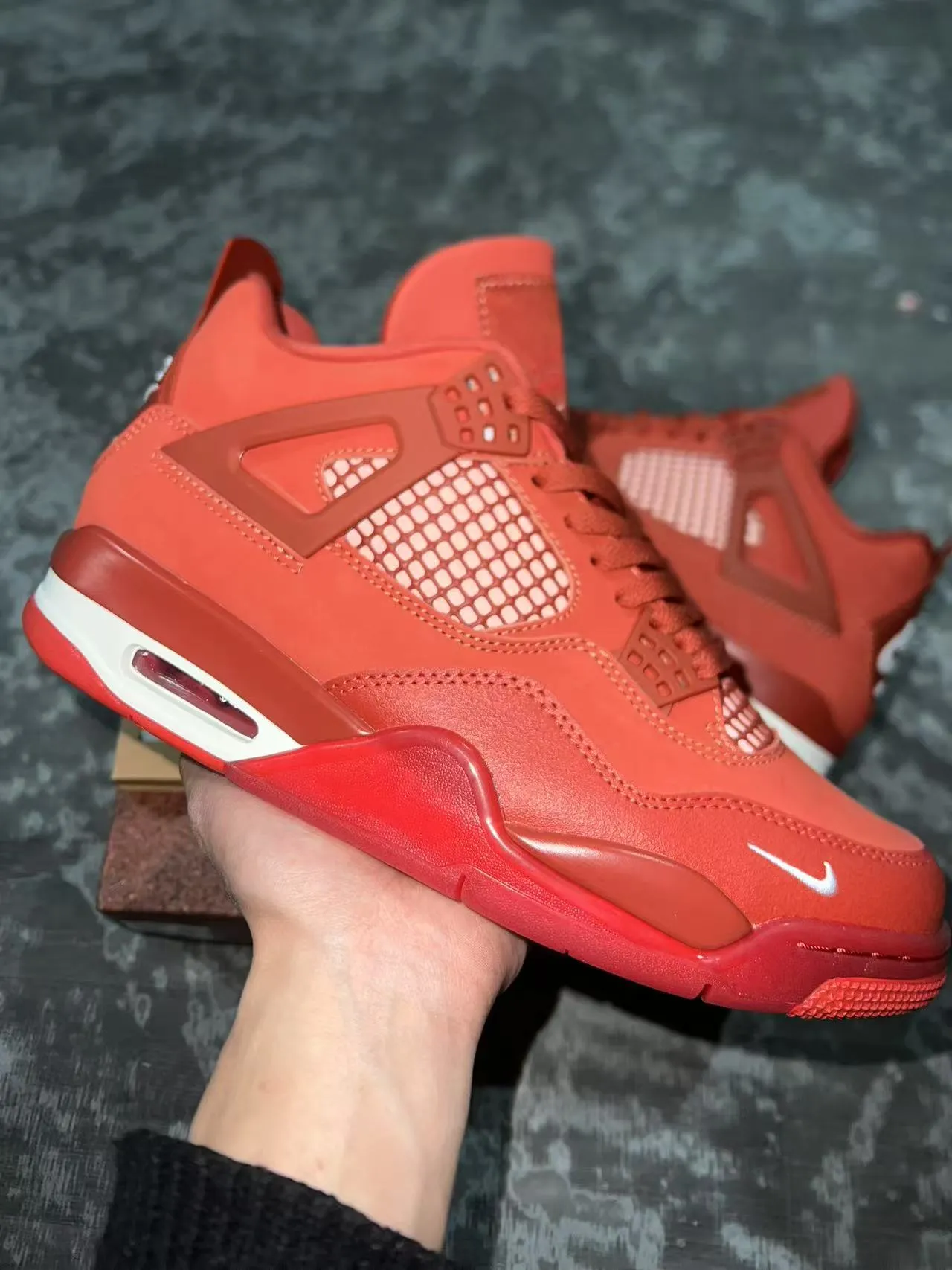 Air Jordan 4 Monochromatic Red Basketball Shoes 9