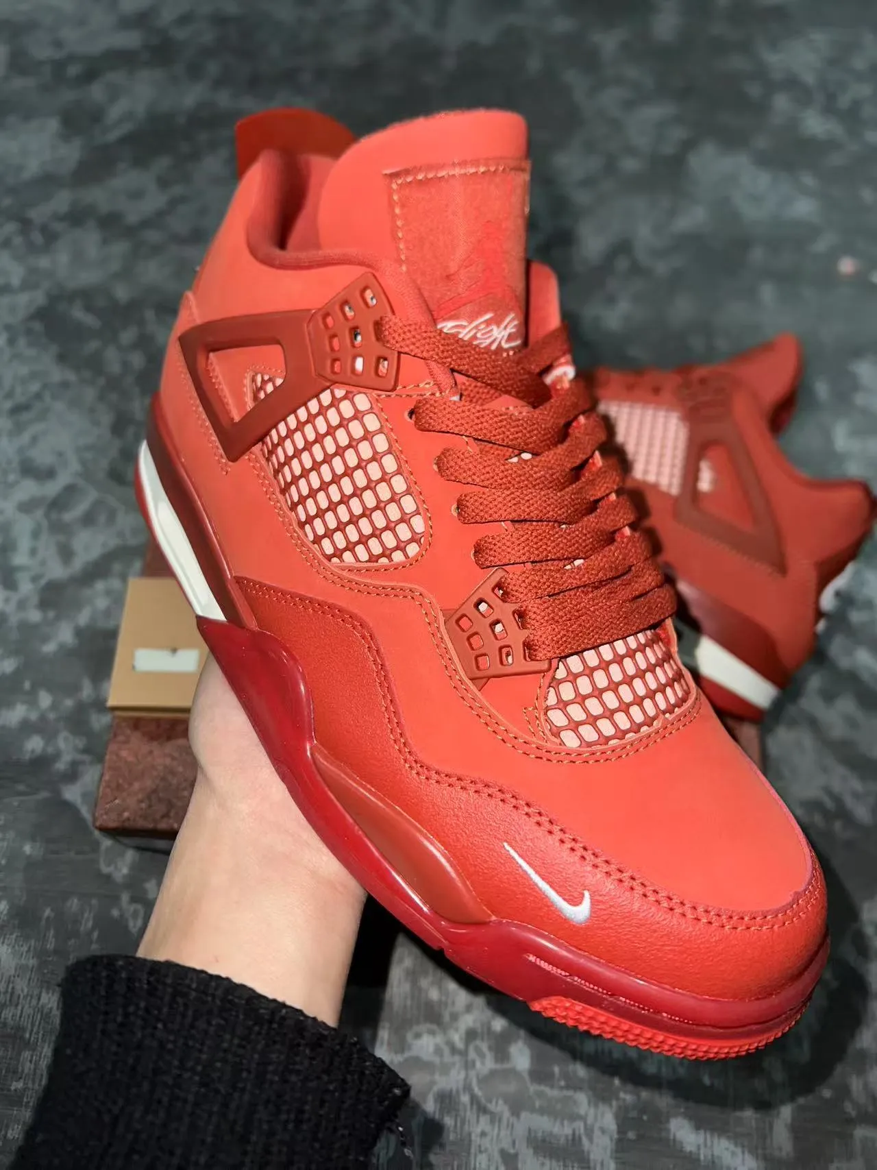 Air Jordan 4 Monochromatic Red Basketball Shoes 10