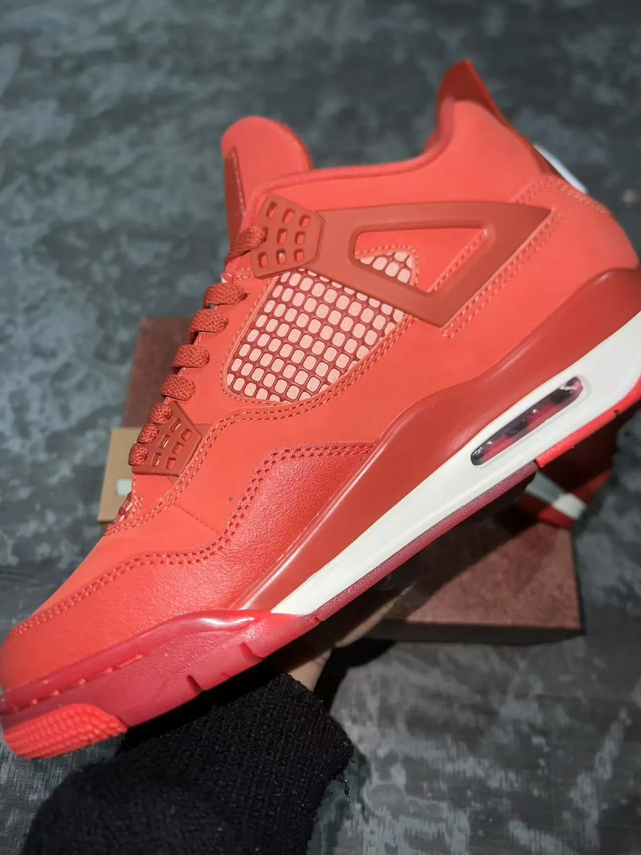 Air Jordan 4 Monochromatic Red Basketball Shoes 12