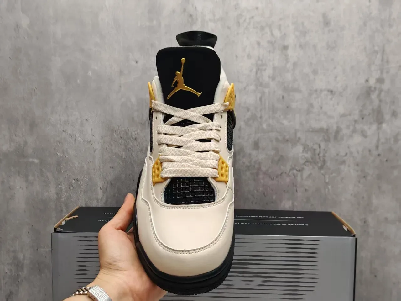 Air Jordan 4 Off-White Black Gold Tênis de Basquete 9