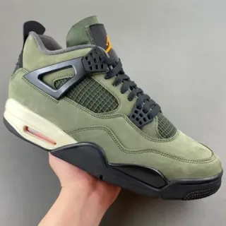 Air Jordan 4 橄榄绿麂皮黑色塑料笼篮球鞋