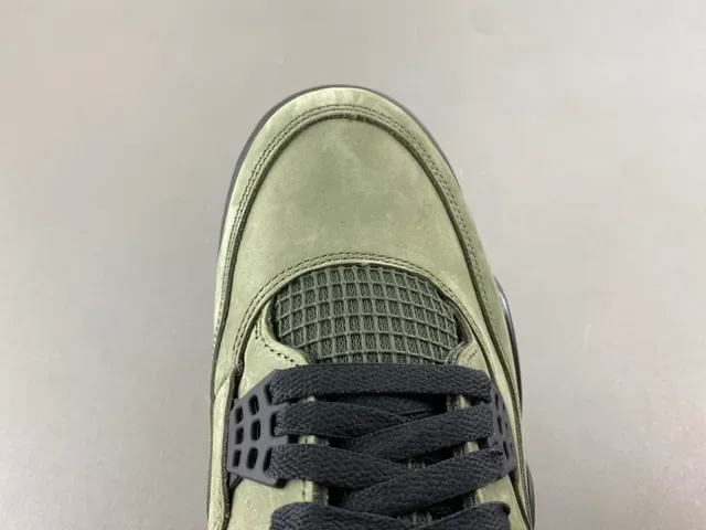 Air Jordan 4 Olive Green Suede Black Plastic Cage Basketball Shoes 4