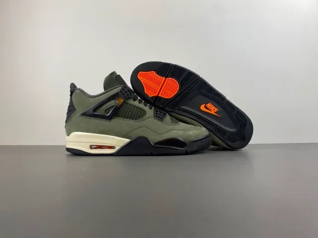 Air Jordan 4 Olive Green Suede Black Plastic Cage Basketball Shoes 12