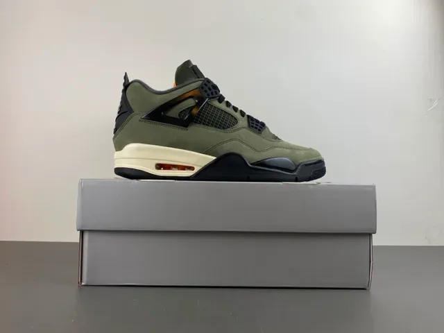 Air Jordan 4 Olive Green Suede Black Plastic Cage Basketball Shoes 15