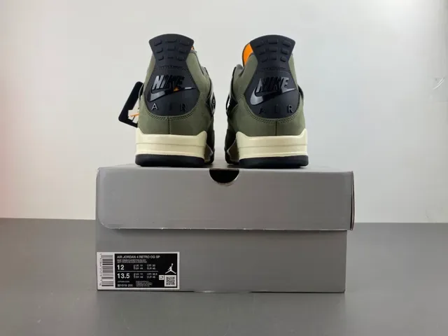 Air Jordan 4 Olive Green Suede Black Plastic Cage Basketball Shoes 17