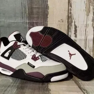 Air Jordan 4 Paname White Burgundy Gray Basketball Shoes