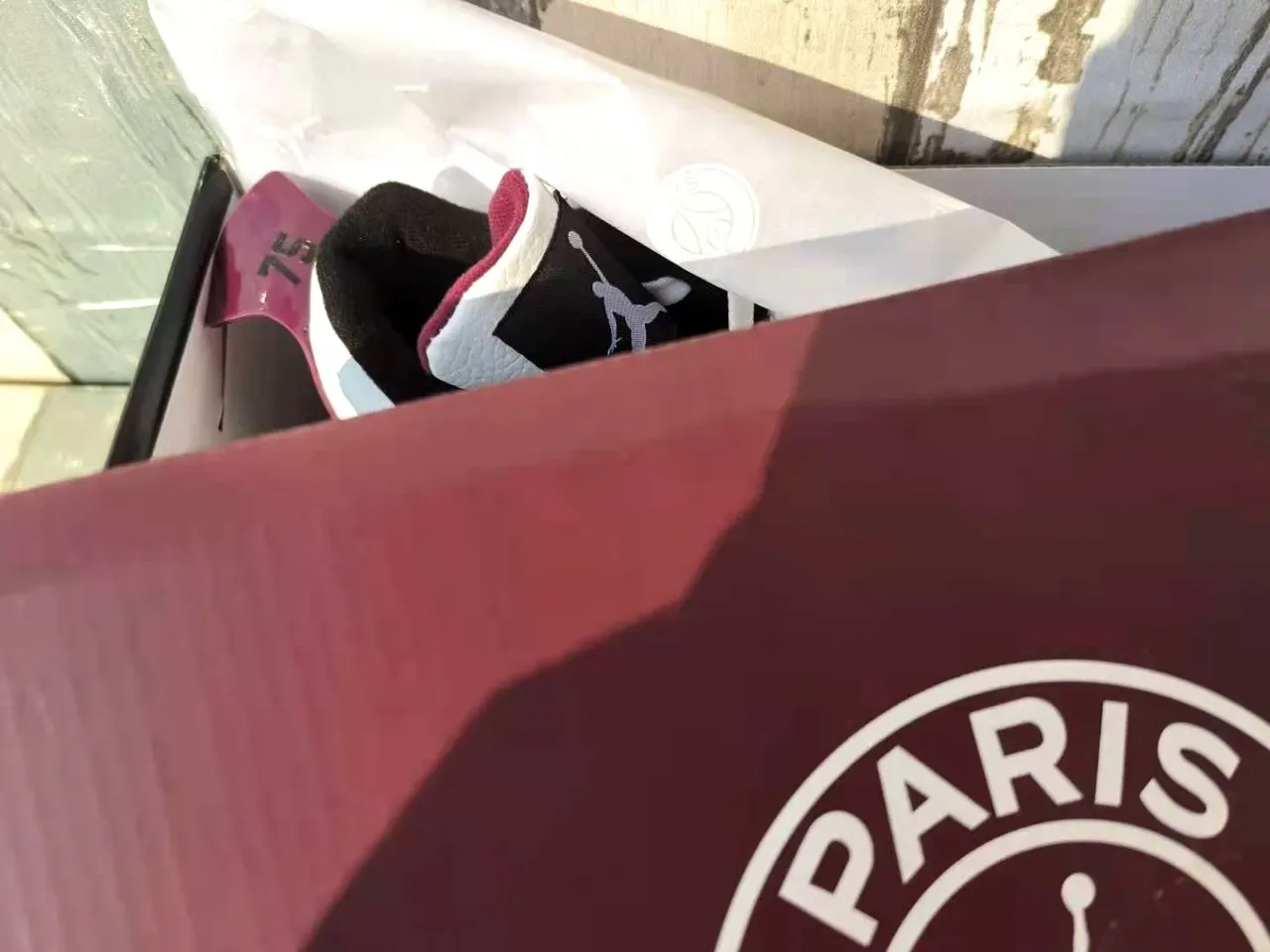 Air Jordan 4 Paname White Burgundy Gray Basketball Shoes 2