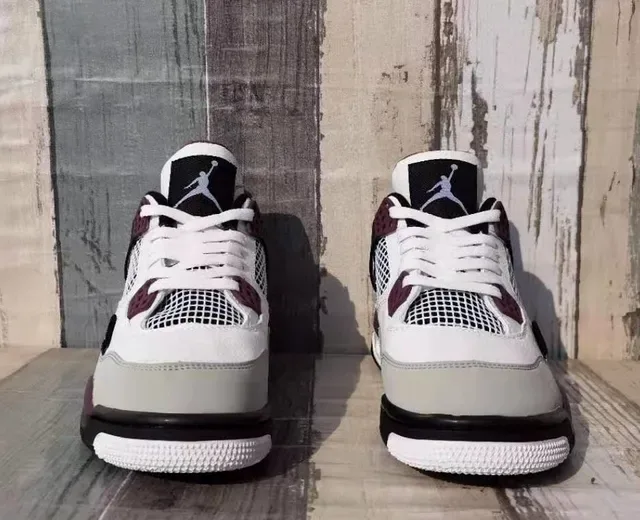Air Jordan 4 Paname White Burgundy Gray Basketball Shoes 4