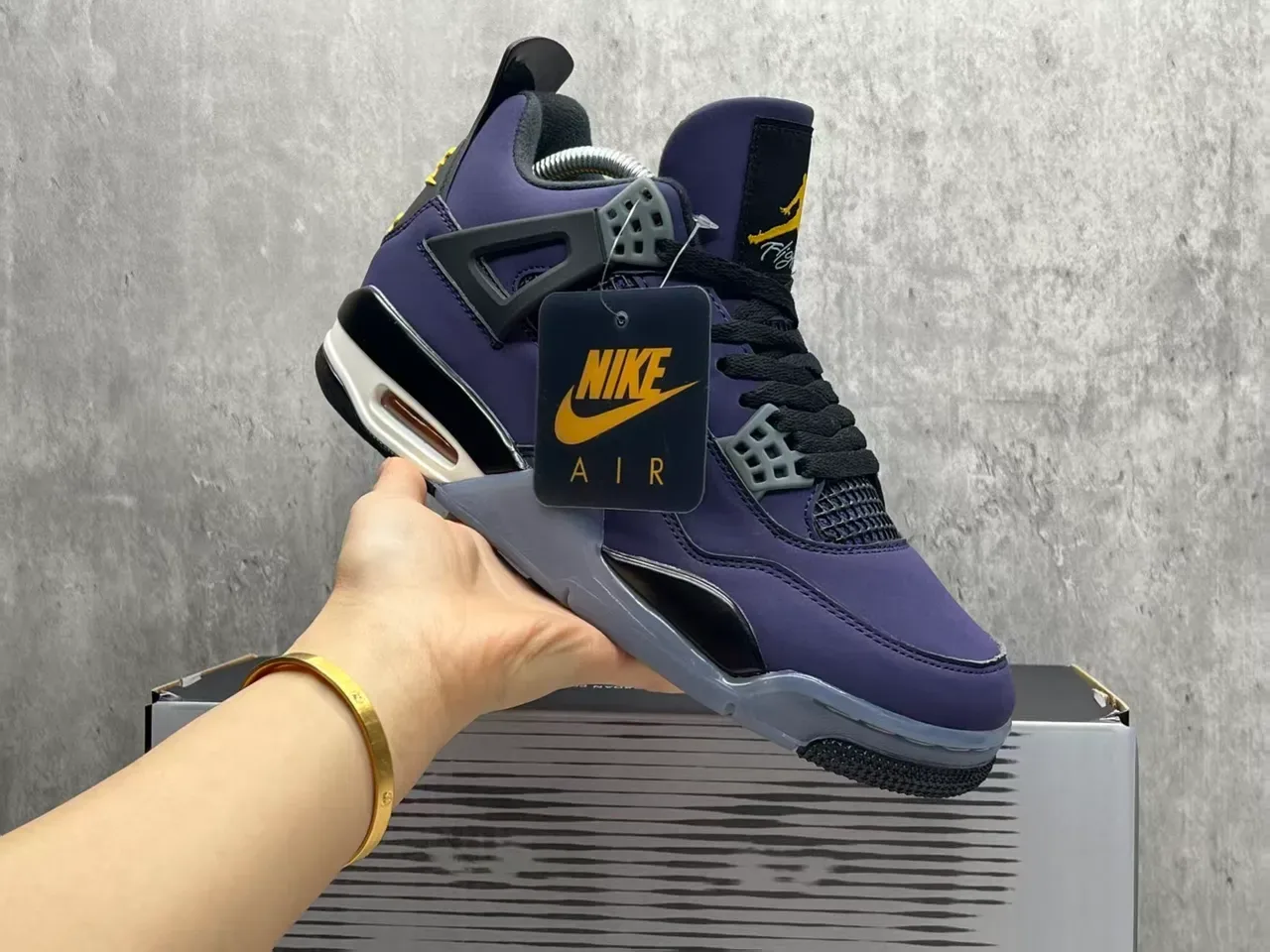 Air Jordan 4 বেগুনী কালো হলুদ বাস্কেটবল জুতো 5
