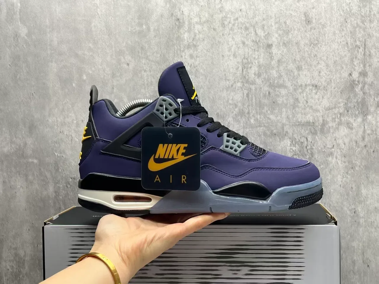 Air Jordan 4 বেগুনী কালো হলুদ বাস্কেটবল জুতো 6