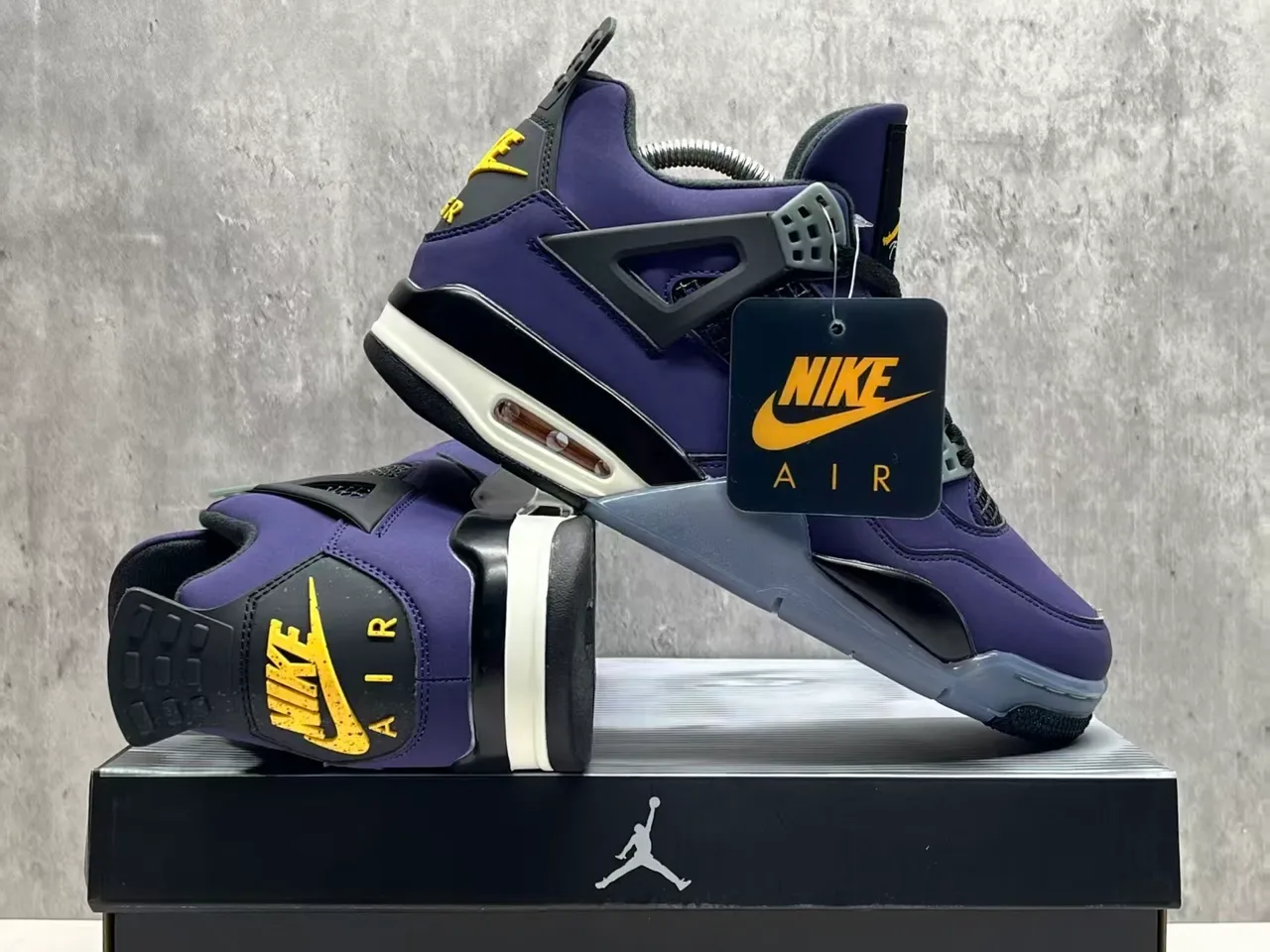 Air Jordan 4 বেগুনী কালো হলুদ বাস্কেটবল জুতো 8