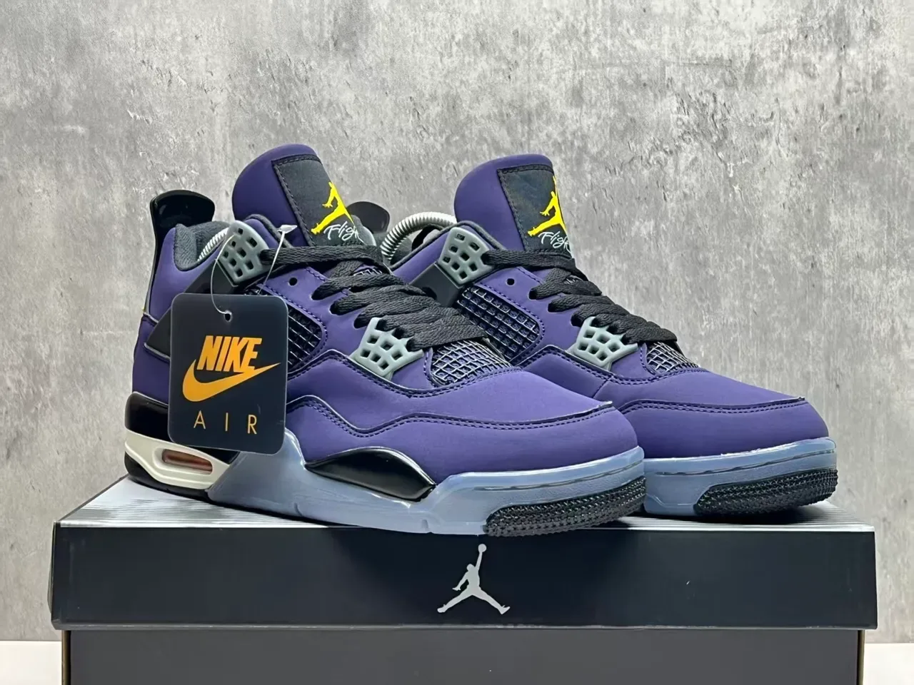 Air Jordan 4 বেগুনী কালো হলুদ বাস্কেটবল জুতো 9