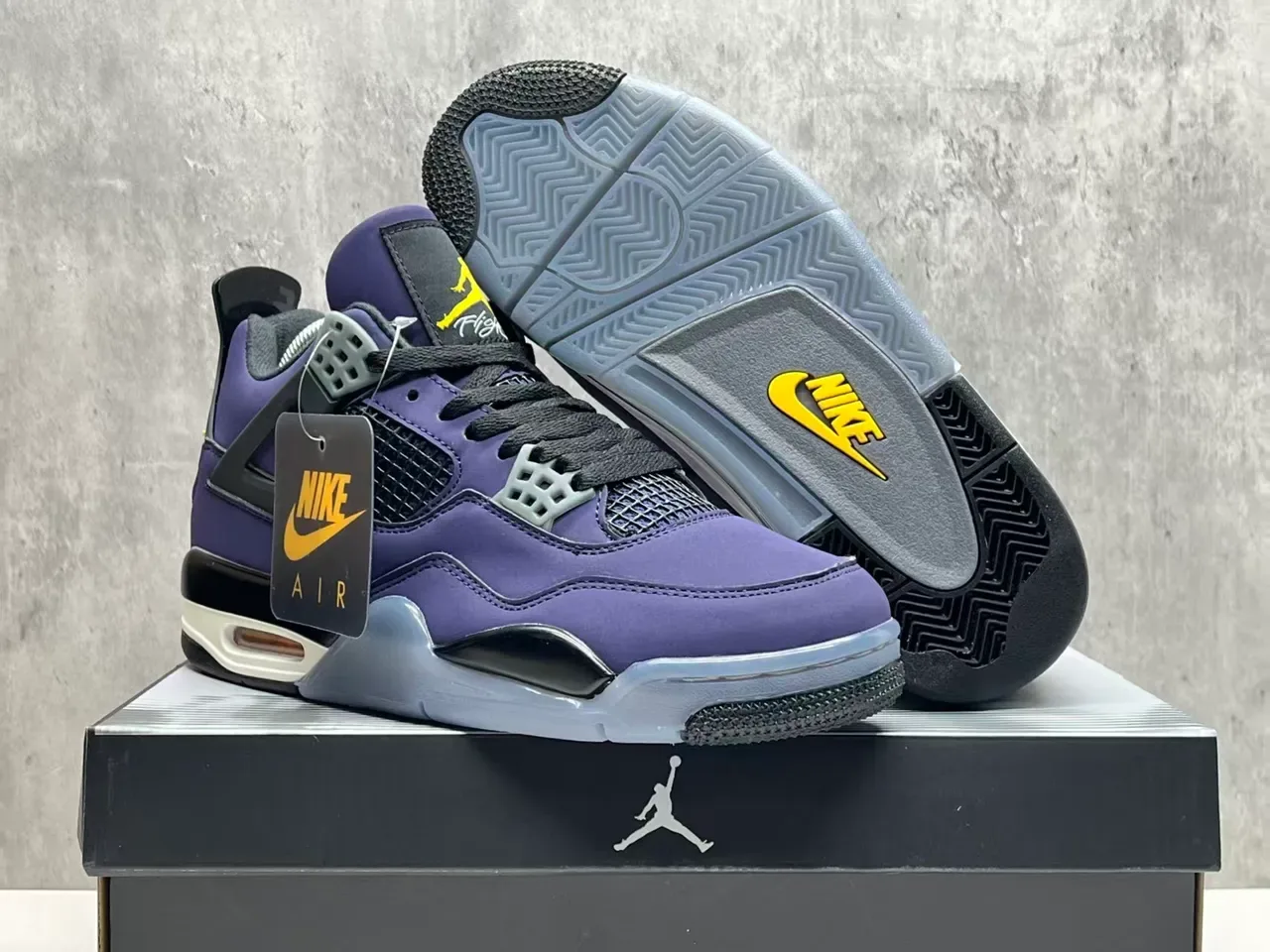Air Jordan 4 বেগুনী কালো হলুদ বাস্কেটবল জুতো 10