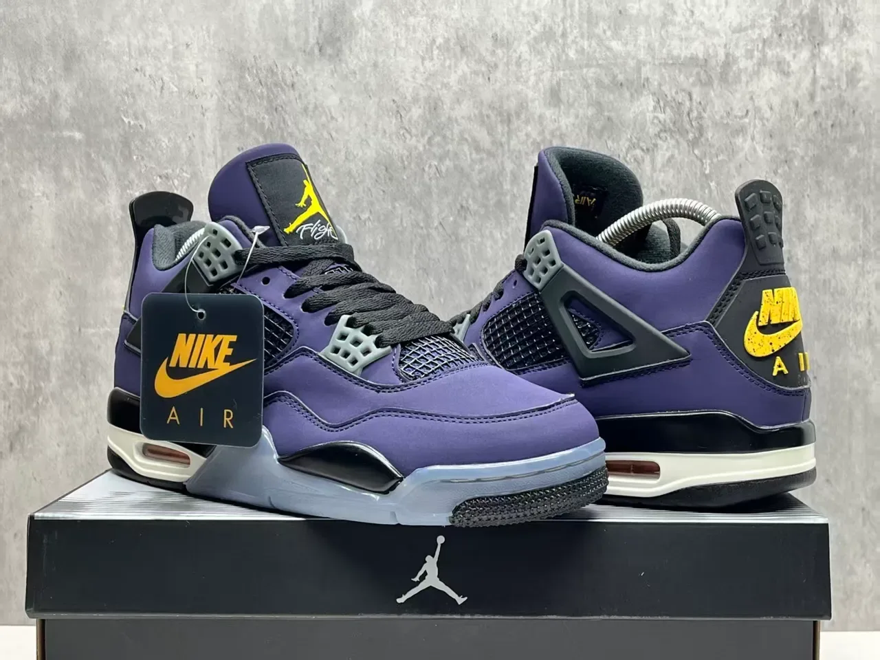 Air Jordan 4 বেগুনী কালো হলুদ বাস্কেটবল জুতো 11