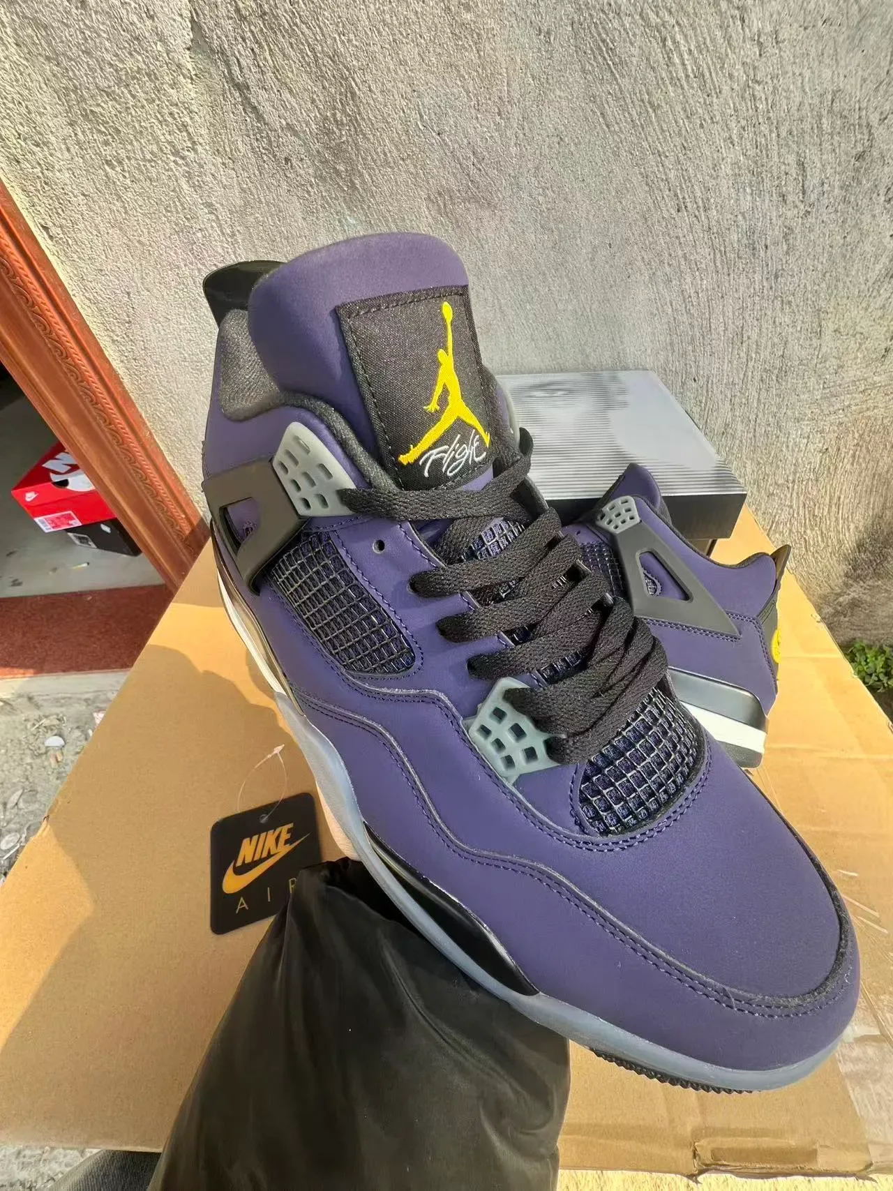 Air Jordan 4 বেগুনী কালো হলুদ বাস্কেটবল জুতো 13