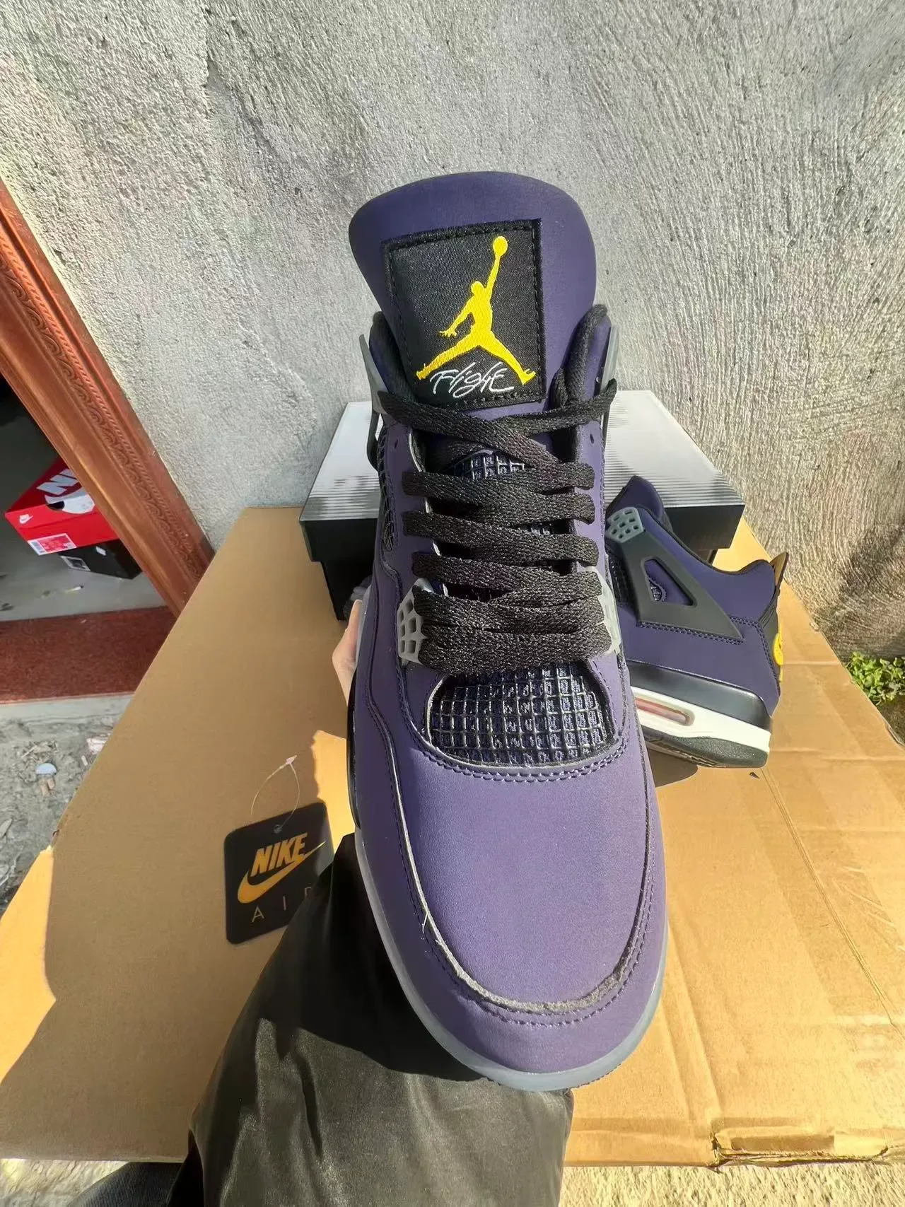 Air Jordan 4 বেগুনী কালো হলুদ বাস্কেটবল জুতো 14