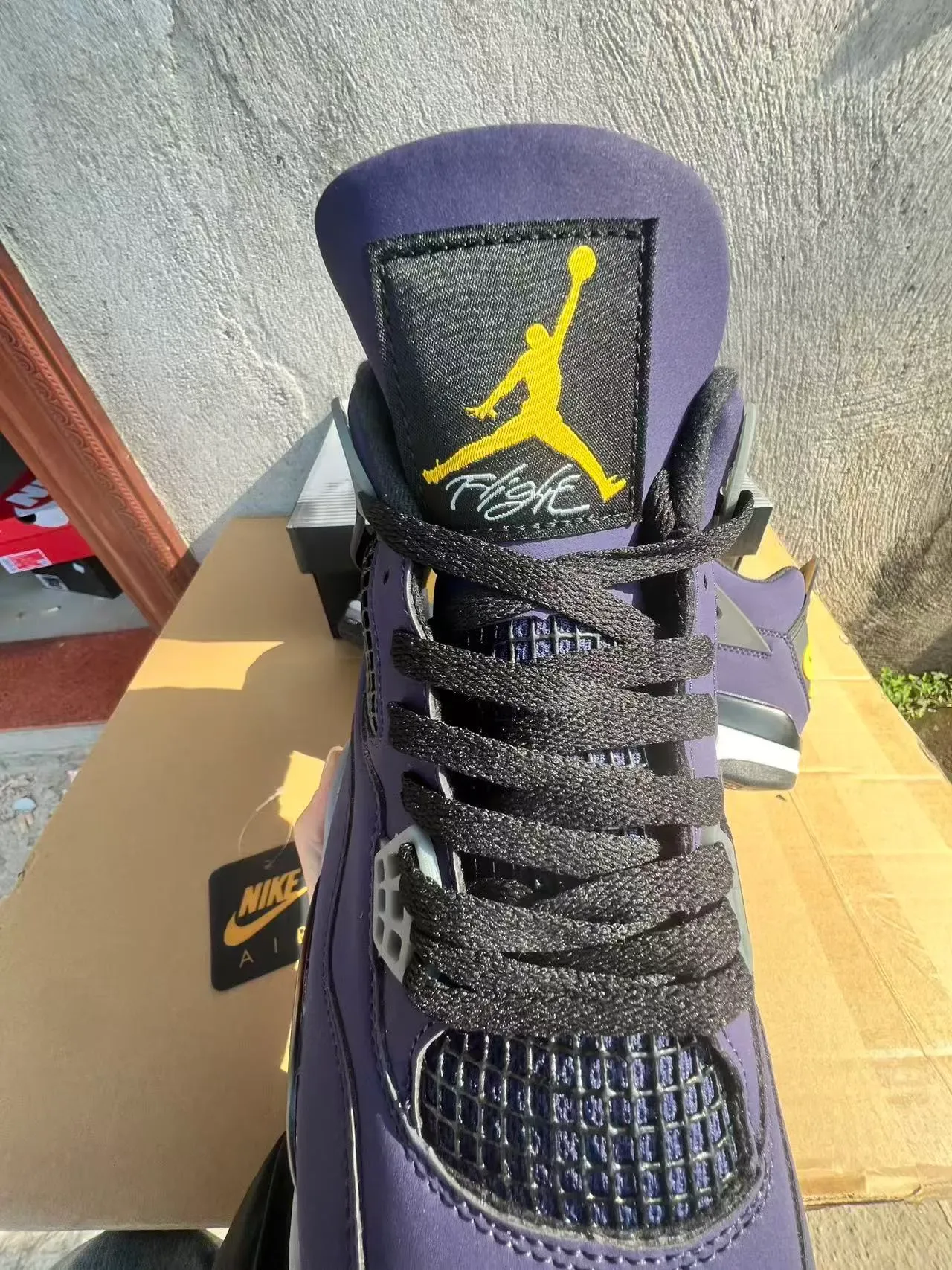 Air Jordan 4 বেগুনী কালো হলুদ বাস্কেটবল জুতো 15