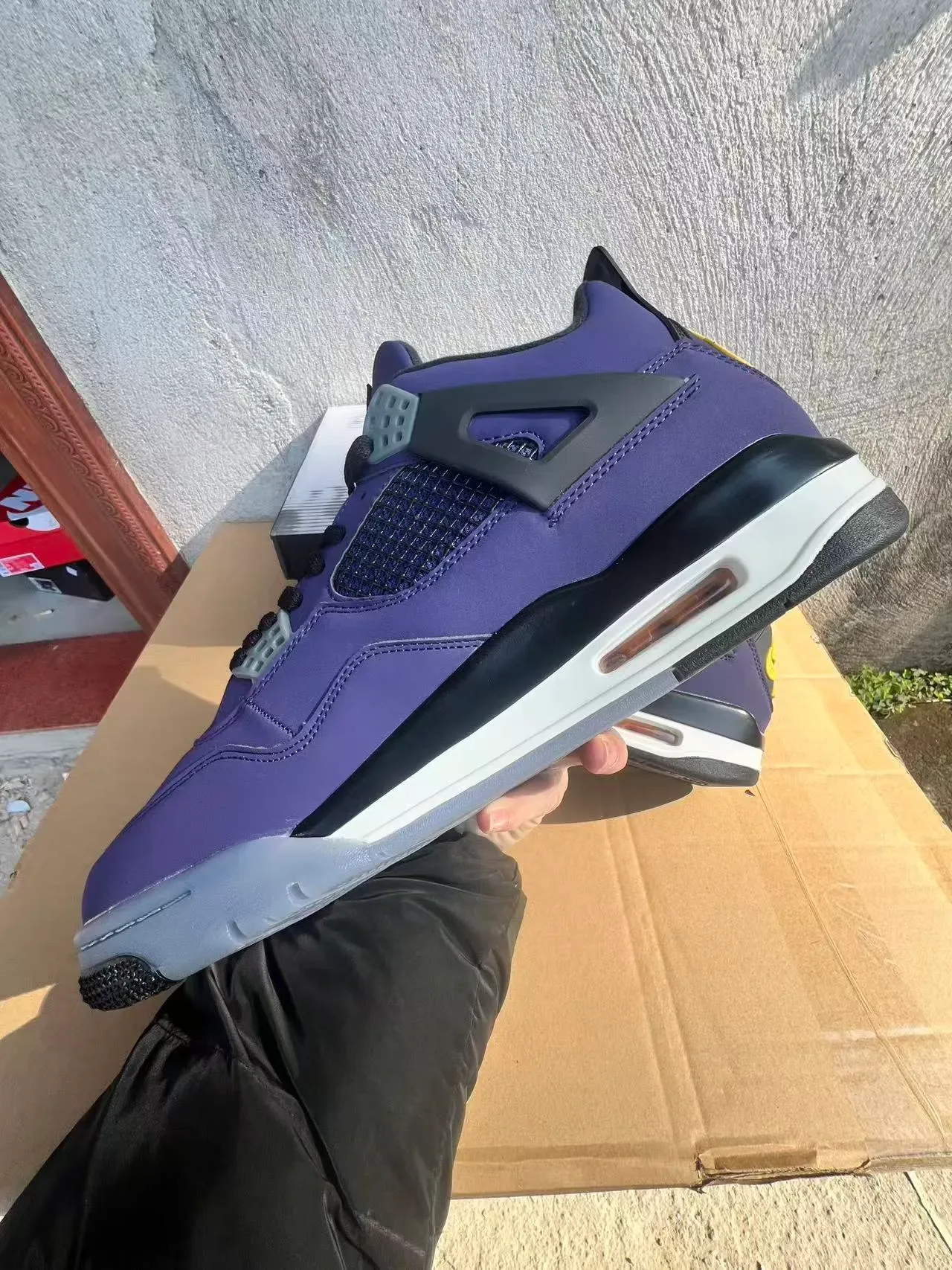 Air Jordan 4 বেগুনী কালো হলুদ বাস্কেটবল জুতো 16