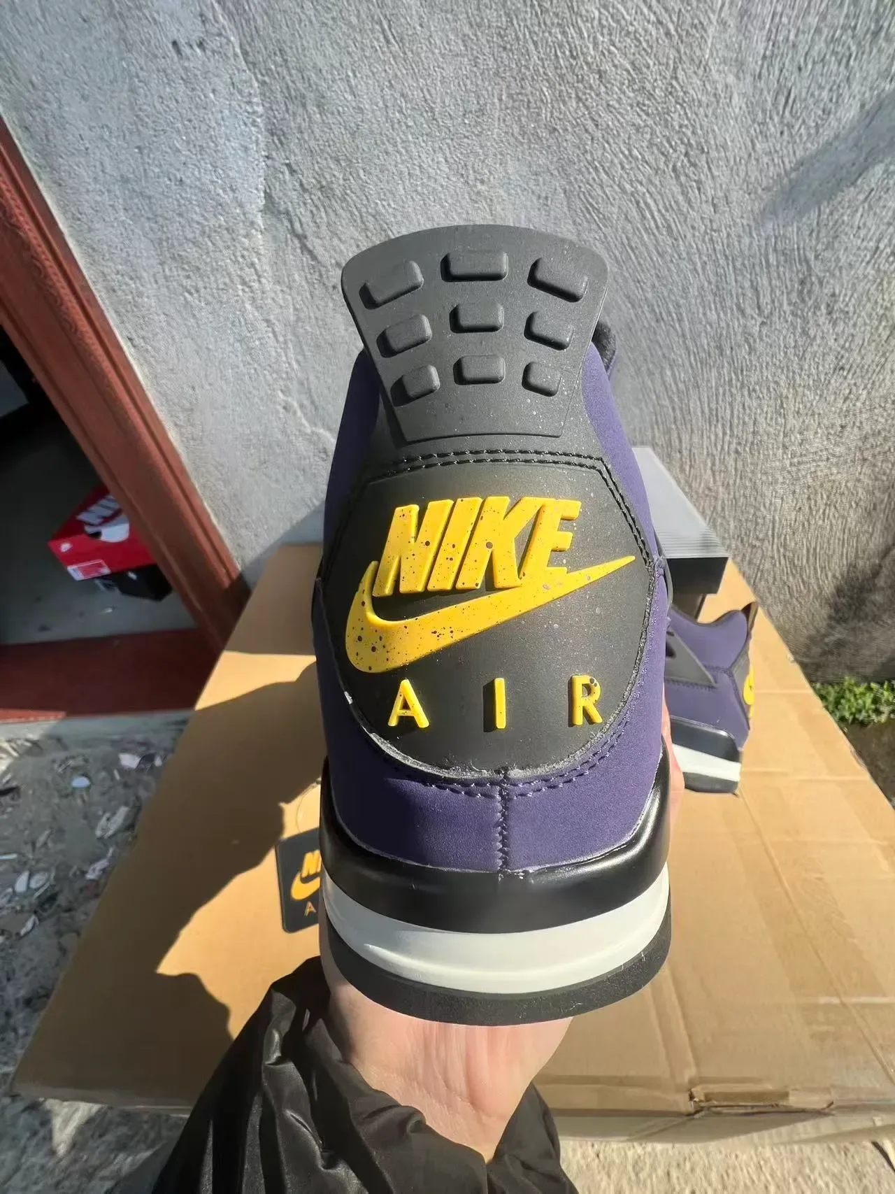 Air Jordan 4 বেগুনী কালো হলুদ বাস্কেটবল জুতো 19