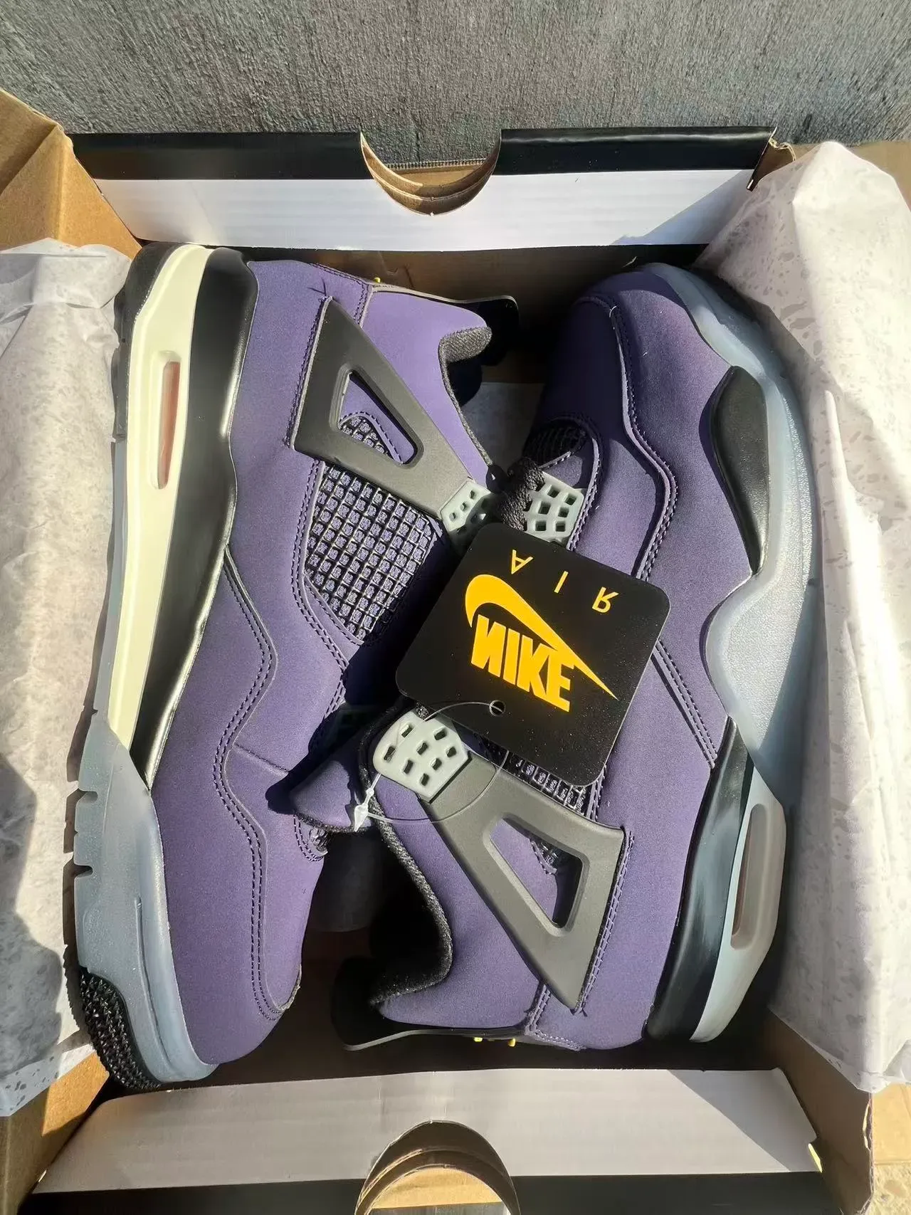 Air Jordan 4 বেগুনী কালো হলুদ বাস্কেটবল জুতো 20