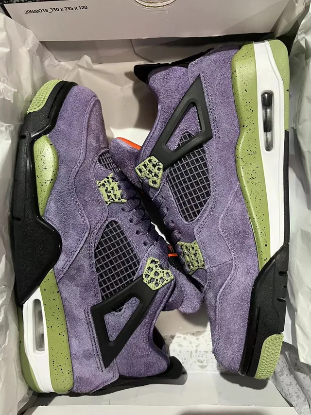 Chaussures de basketball Air Jordan 4 violet et olive moucheté 6