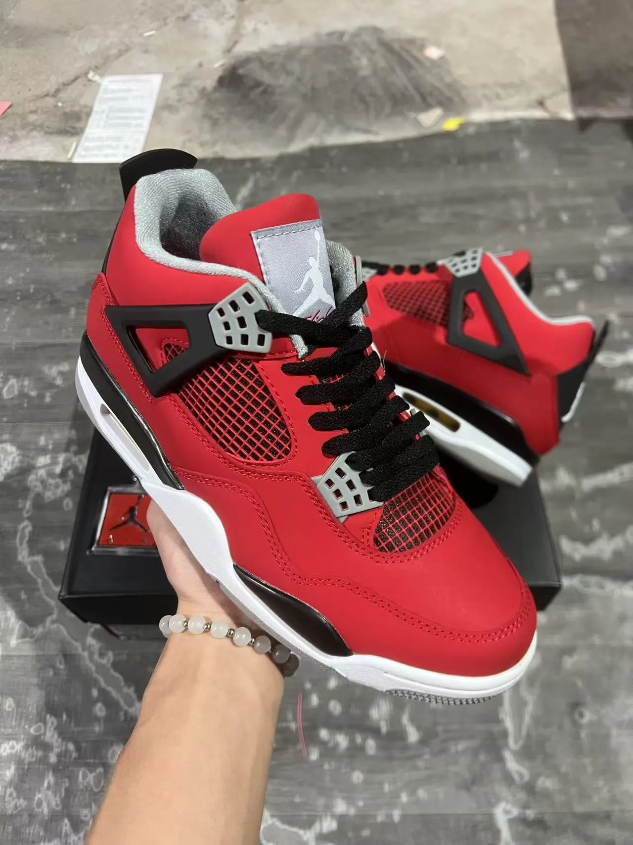 Air Jordan 4 Red Black White Basketball Shoes 2