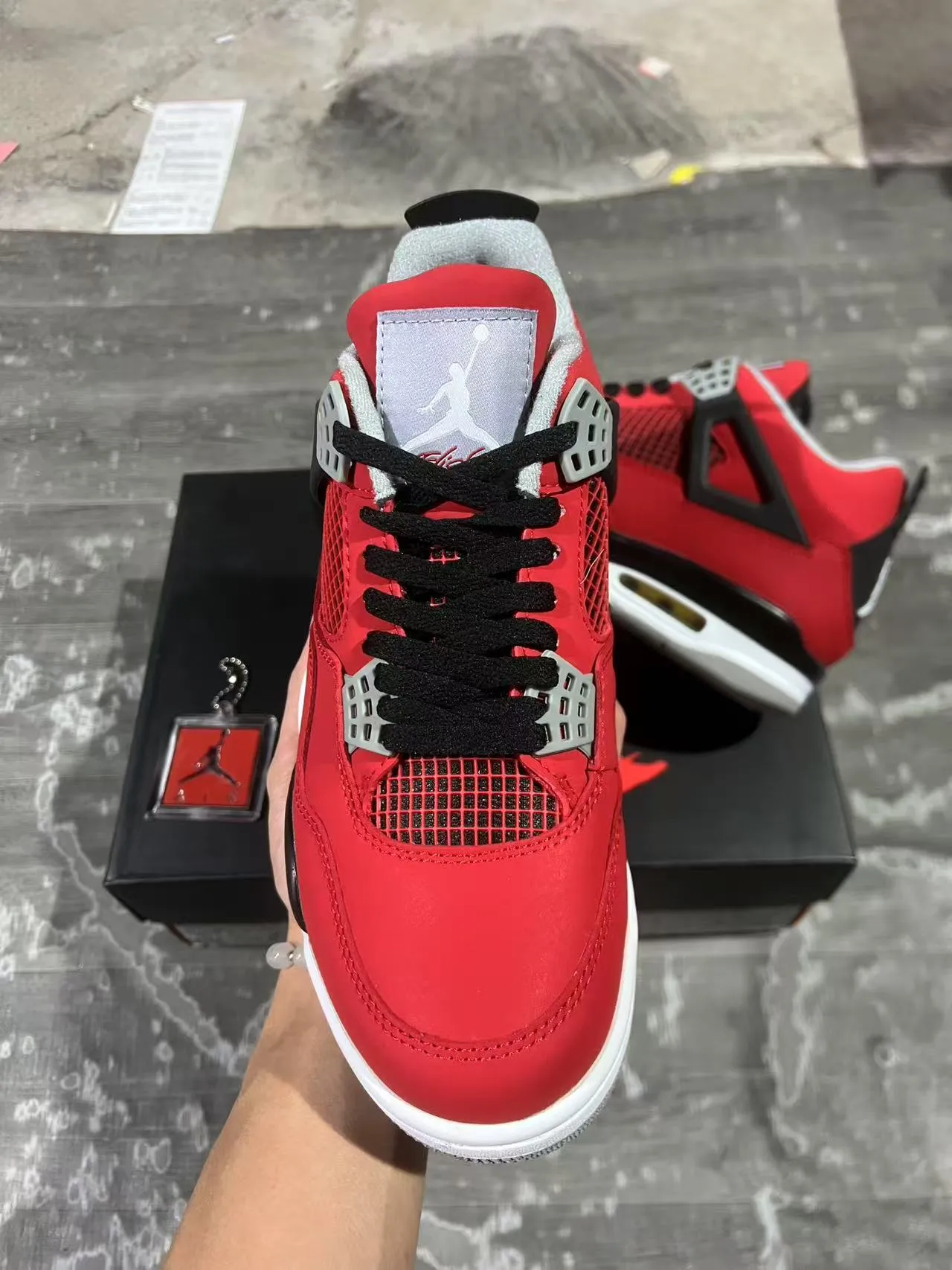 Air Jordan 4 Red Black White Basketball Shoes 3