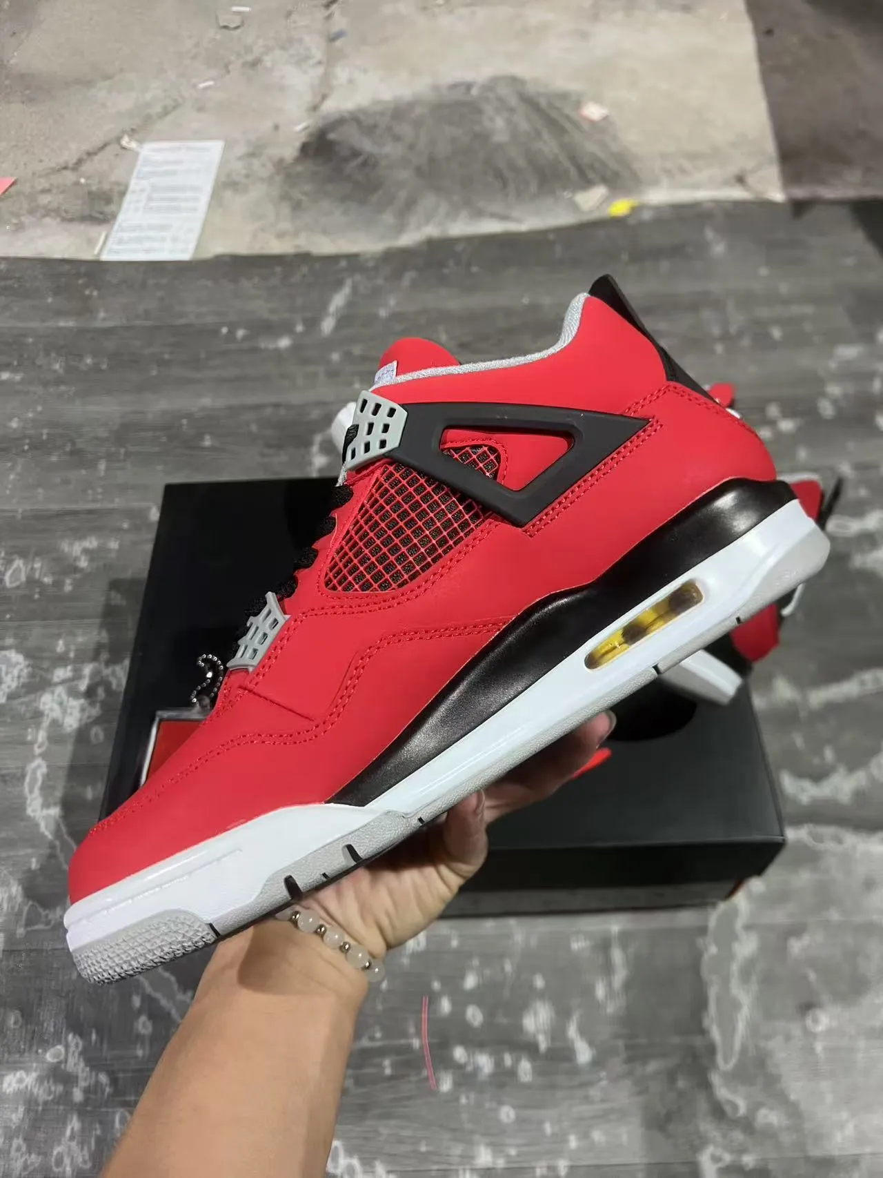 Air Jordan 4 Red Black White Basketball Shoes 5