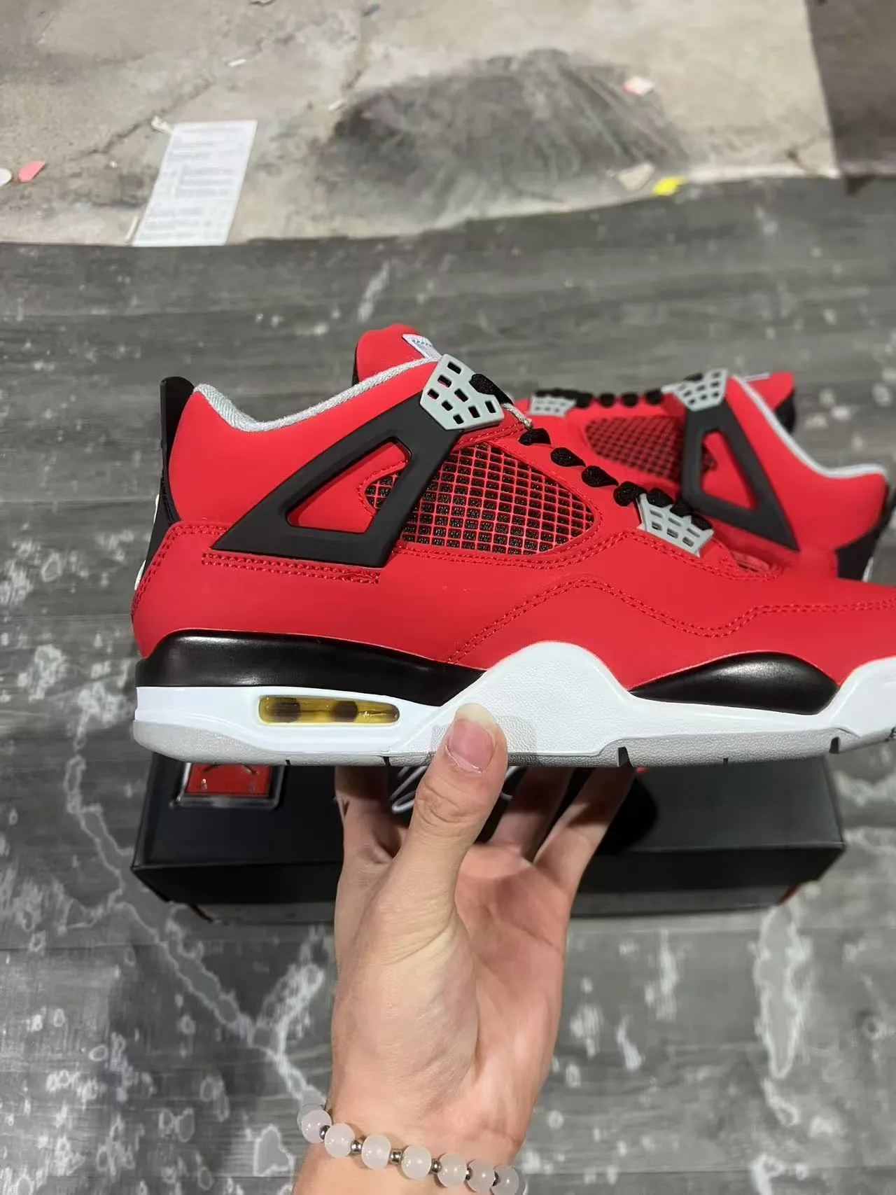 Air Jordan 4 Red Black White Basketball Shoes 7