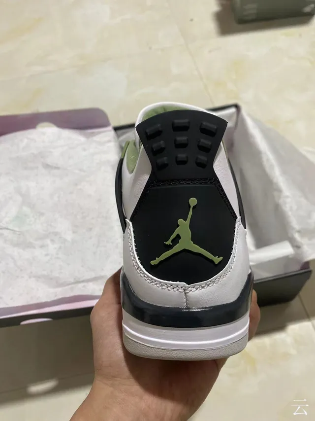Air Jordan 4 White Black Olive Green Basketball Shoes 6