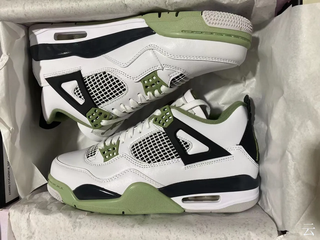Air Jordan 4 White Black Olive Green Basketball Shoes 7