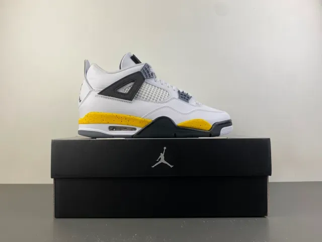 Air Jordan 4 सफेद काला पीला बास्केटबॉल जूते 3