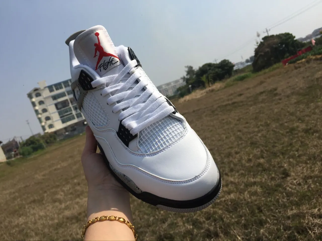 Air Jordan 4 White Cement Red Basketball Shoes 7