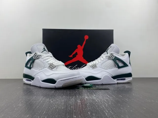 Air Jordan 4 White Dark Green Basketball Shoes 13