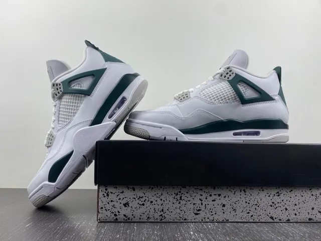 Air Jordan 4 White Dark Green Basketball Shoes 15